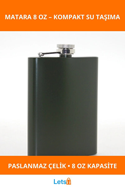 Letsii زجاجة ماء أنيقة من الفولاذ المقاوم للصدأ سعة 8 أونصات
