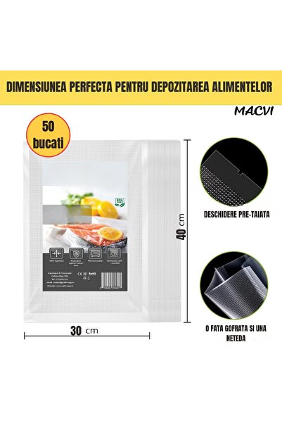 MACVI ® Vacuum Bags 30×40 cm, 50pcs, Reusable, Food & Freezer Safe
