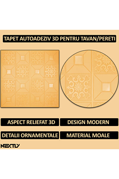 NEXTLY 3D Self-Adhesive Vinyl Wallpaper, 19.6 sqm, Orange, Waterproof, Easy Installation