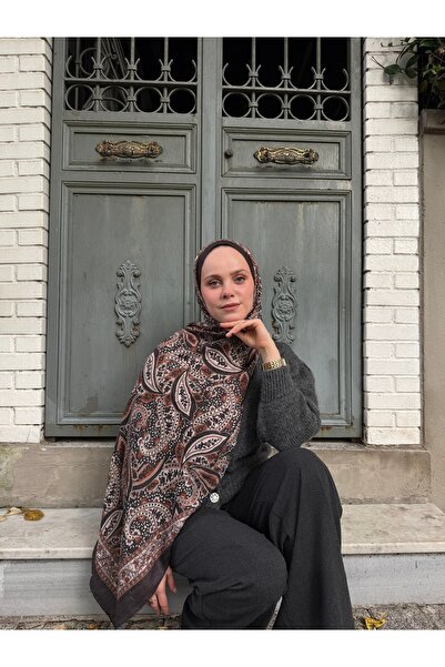 CUOCA LOUNGE Pateh Desenli Kiremit Bambu Kraş Şal