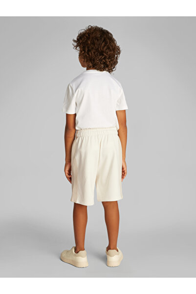 Calvin Klein Boys Oyster Gray Color Block Relaxed Shorts