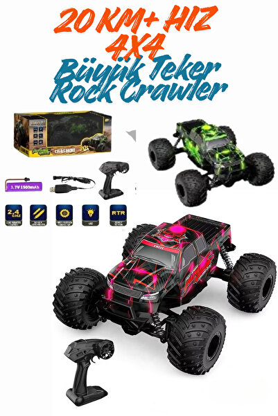 welcomein Oyuncak 2.4 Ghz Uzaktan Kumandalı Dev Teker 4X4 20 Km Hız Yapan Rock Crawler Araba Monster