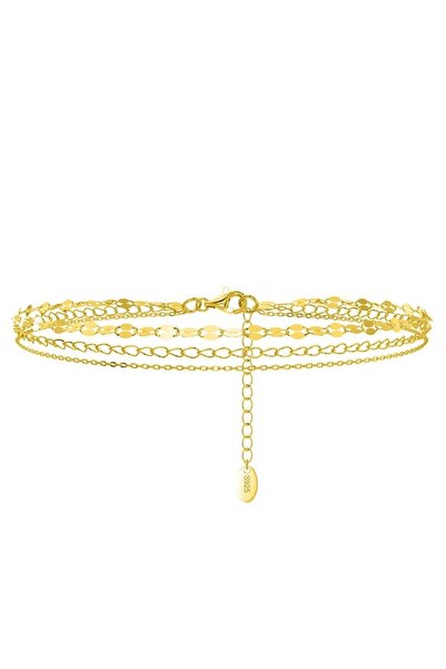 delis 925 silver anklet, JW1813, triple pattern, gold plated