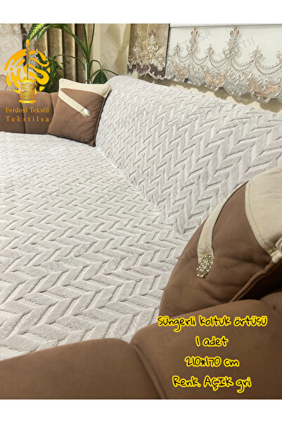 Tekstilsa Süngerli Koltuk Örtüsü Yeni Moda AÇIK GRİ Rengi Kaydırmaz 210*170 Cm 1 ADET