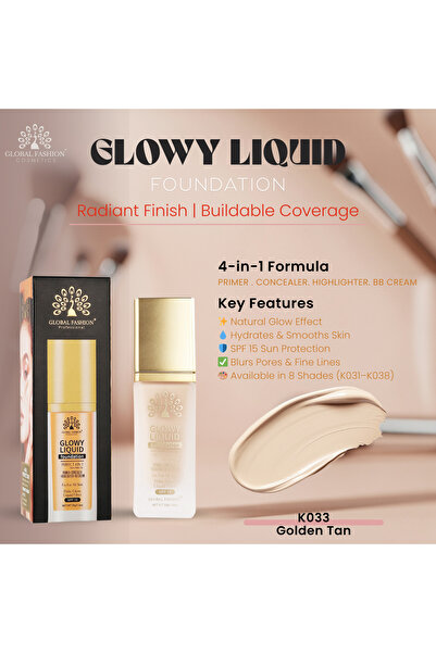 global fashion Global Fashion Foundation, 4in1: Primer + Concealer + Illuminator + BB cream, SPF 15, K033, Golden
