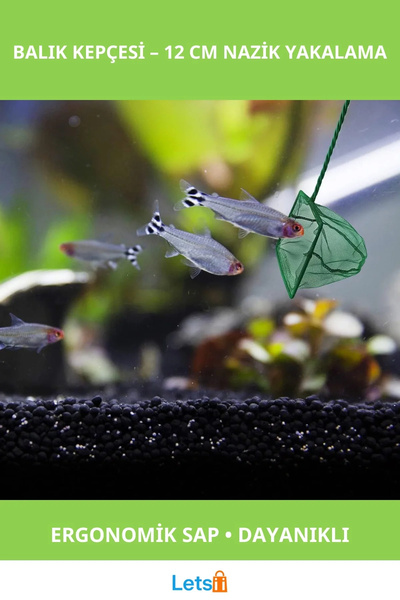 Letsii مغرفة أسماك حوض السمك مريحة ومتينة مقاس 12 سم