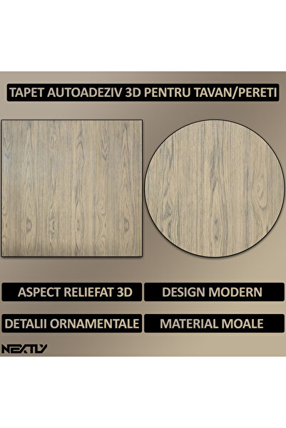 NEXTLY 3D Self-Adhesive Wall Panels, Waterproof, 70x70cm, Brown Textured – Set of 30 (14.7sqm)