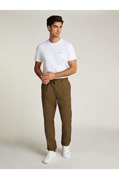 Tommy Hilfiger Men White Flag Embroidery Interlock Slim Fit T-Shirt