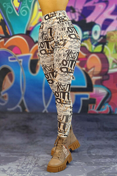 WildFashion Fashion high-waisted leggings with text print G803-100