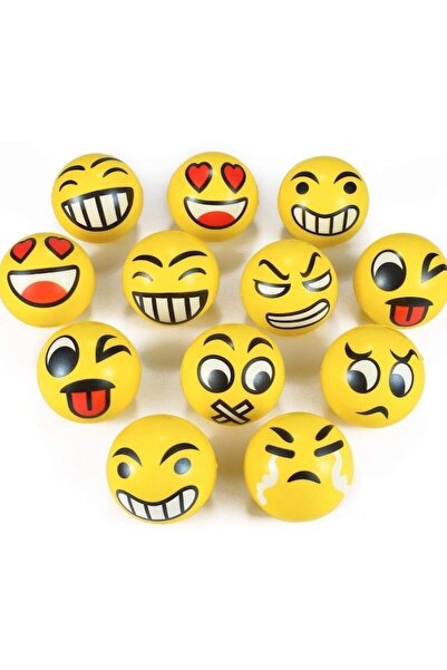 MACVI ® 12-Piece Squishy Stress Toys, emoji design, relax, focus, yellow, for kids & adults.