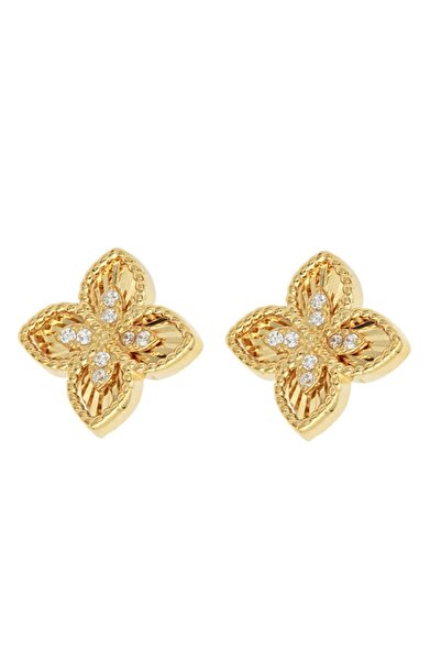 Bijuteria SORELLY Cercei cu flori texturate din argint placați cu aur