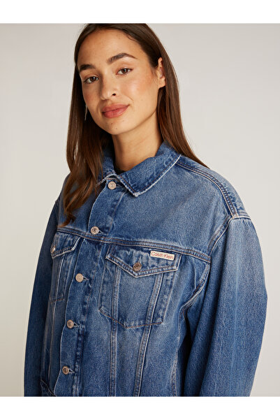 Calvin Klein Women Light Blue Tencel Boxy Denim Jacket