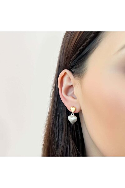 Bijuteria SORELLY Cercei cu inimă din argint placați cu aur