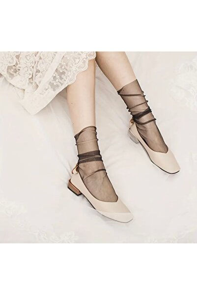 QUEENELA جوارب قصيرة سوداء من التول