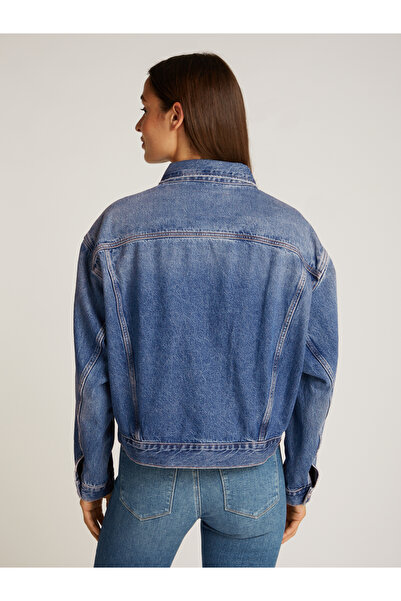 Calvin Klein Women Light Blue Tencel Boxy Denim Jacket