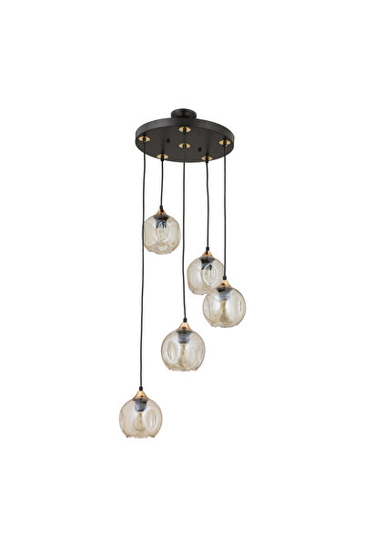 Apliqa HubRom chandelier, KARYA 3690-5Y-GD 40x100 cm 5xE27-60W Black