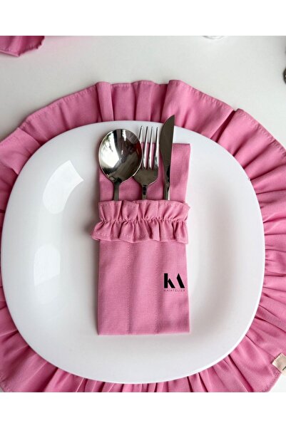 KaiAtelier 4-Piece Candy Linen 3-Compartment Cutlery Case