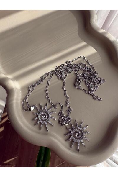 marsel aksesuar قلادة فضية اللون من شوبينغ بحجر الزركون على شكل الشمس