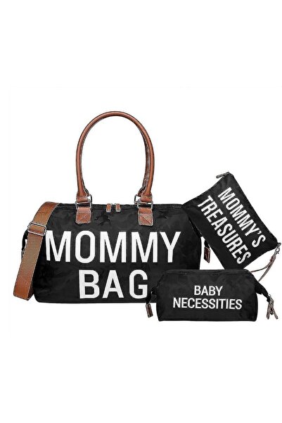 MACVI ® Mommy Bag with 2 pouches, multiple compartments, ideal for maternity & travel, black.