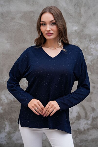 D LAVELLA TAŞLI V YAKA BLUZ 539