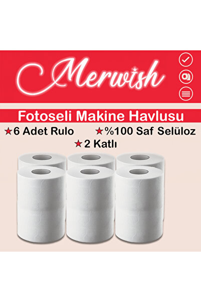 Merwish Photocell Machine Compatible Paper Towels – 6 Rolls (100% Pure Cellulose, 2-Ply, 21 cm Width)