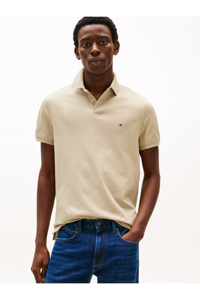 Tommy Hilfiger Men Sandalwood 1985 Regular Fit Pique Polo T-Shirt