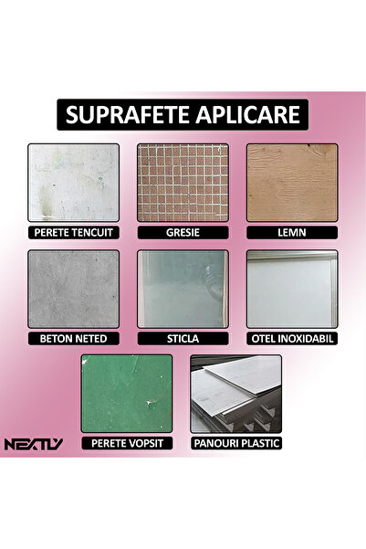 NEXTLY Set tapet autoadeziv 3D, impermeabil, rezistent la căldură, 70x70 cm, alb-roz, 20 buc.