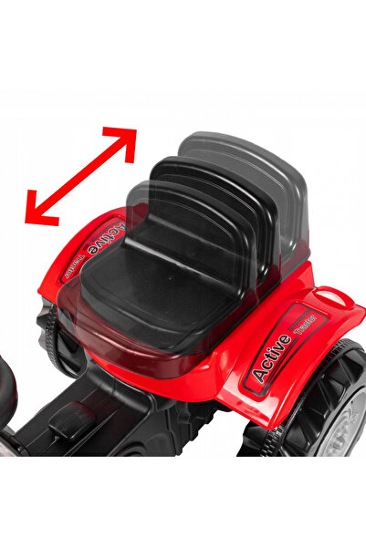 PİLSAN Active Green children's pedal tractor, with adjustable seat, chain transmission, backrest,