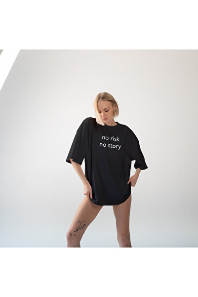 The Lucid Lab No Risk No Story Oversized T-Shirt - Black