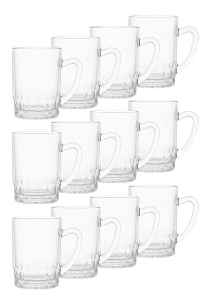 SUPPLIER 12 Pcs Glass Tea Cups Set | Small Cups with Handle, Clear Heat-Resistant Drinkware