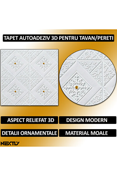 NEXTLY Panouri de perete impermeabile 3D autoadezive - Instalare ușoară, Auriu și Alb, Pachet de 20