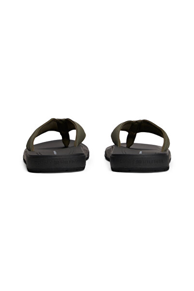 Tommy Hilfiger Men Army Green Logo Flip Flops