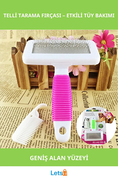 Letsii فرشاة تمشيط الحيوانات الأليفة من تيلي للقطط والكلاب