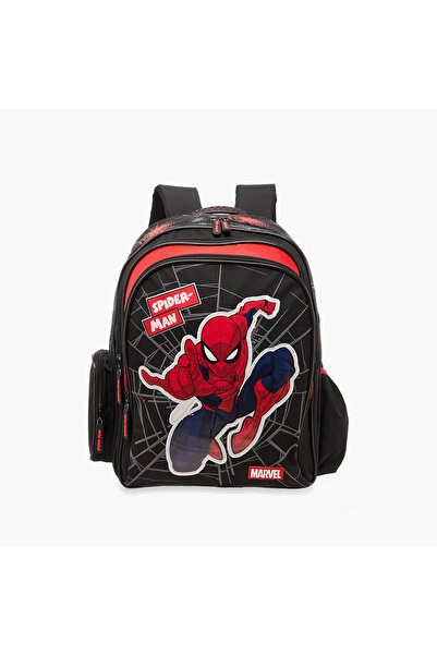 Marvel حقيبة ظهر مطبوعة بشخصية سبايدر مان مع أحزمة قابلة للتعديل وسحاب للإغلاق - 16 بوصة
