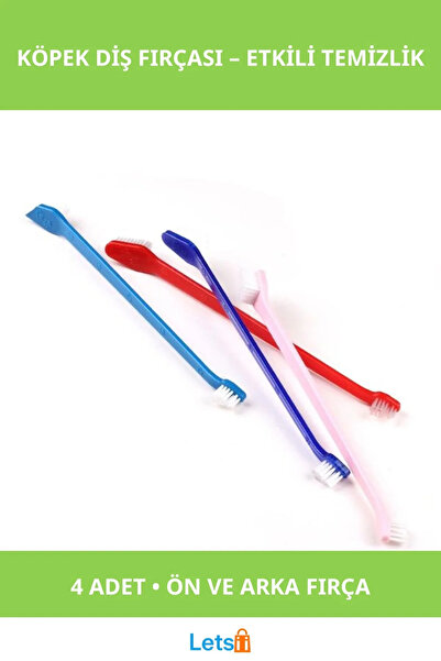 Letsii 4 قطع من فرشاة أسنان الكلاب البلاستيكية