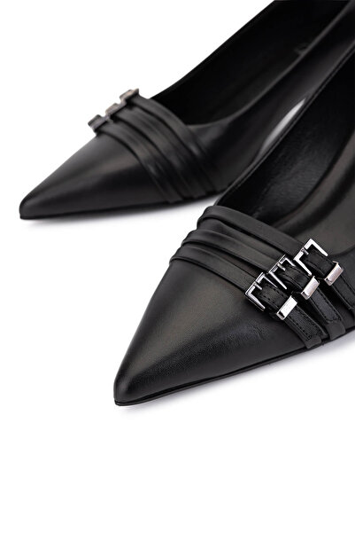 Tamer Tanca Kadın Hakiki Deri Siyah Deri Topuklu Ayakkabı