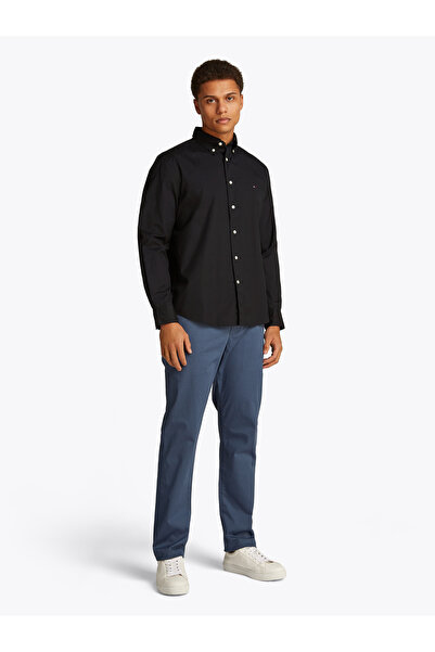 Tommy Hilfiger Men Black Regular Fit Core Flex Poplin Shirt