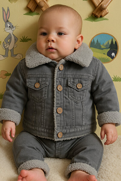 Lino Baby Düğmelei İçi Polar Erkek Bebek Çeket