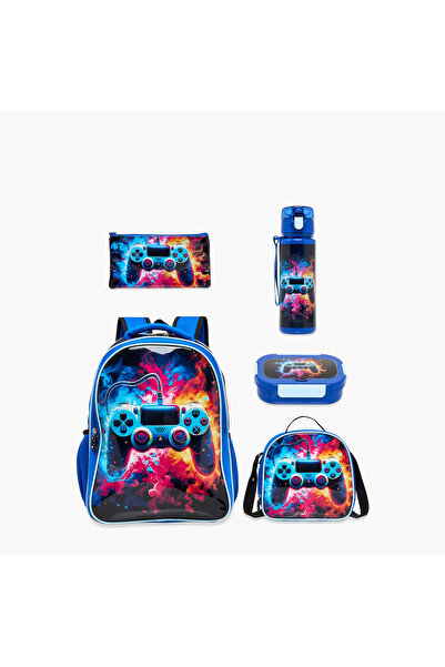 Juniors مجموعة حقيبة ظهر مطبوعة برسومات اللاعبين، مكونة من 5 قطع - 16 بوصة