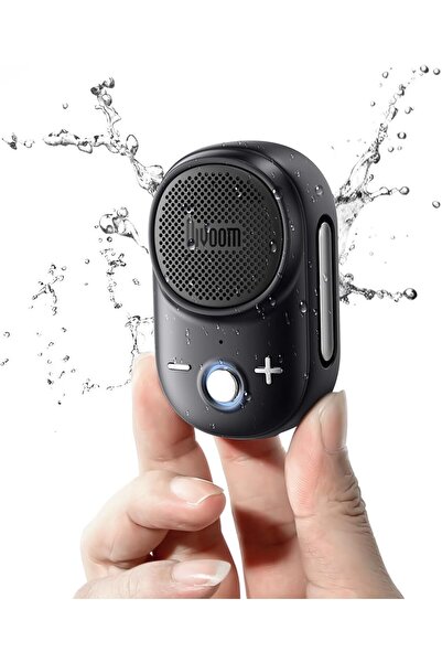 DIVOOM مكبر صوت بلوتوث قابل للارتداء - مقاوم للماء IP67، مشبك، ميكروفون مدمج (أسود)