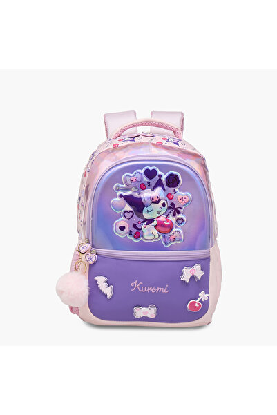 kuromi Sanrio Print Backpack with Adjustable Straps and Zip Closure - 16 inches