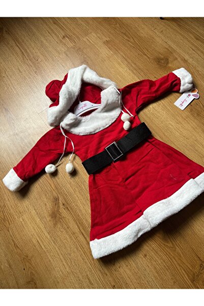 LYRA Ponponlu Kapşonlu Çocuk Yılbaşı Elbisesi