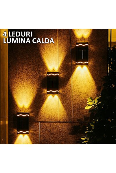 NEXTLY Modular Solar Wall/Garden Lights Set, Warm Light, Water-Resistant, Pack of 12, Black