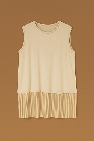 DEMOİSELLE Women's Hijab Sleeveless Undershirt Pleated Shirt Tunic Liner