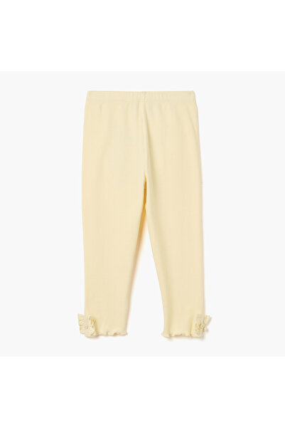 Juniors Ribbed Leggings with Lettuce Hem