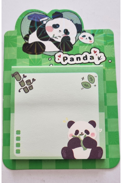 Modellino Yeşil Panda Postit Yapışkanlı Not Kağıdı 50 Yaprak 70x80mm - Yeşil Kare Ortalı