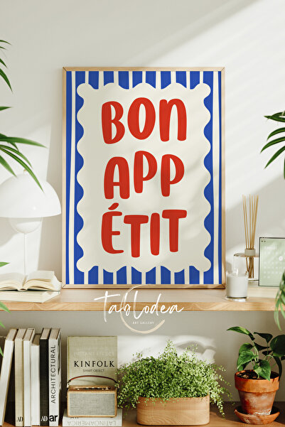 tablodea Stil Pinterest, minimalist, cu inscripția „Bon Appétit”, tablou de b...