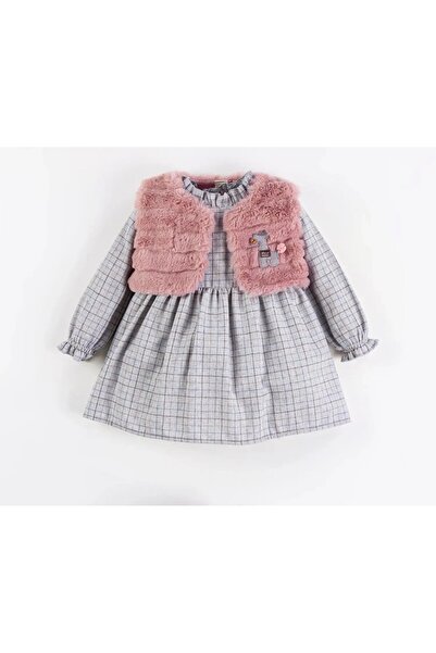 Bombili Cheerful Checkered and Pink Vest Set Set (6-9-12-18 Months)