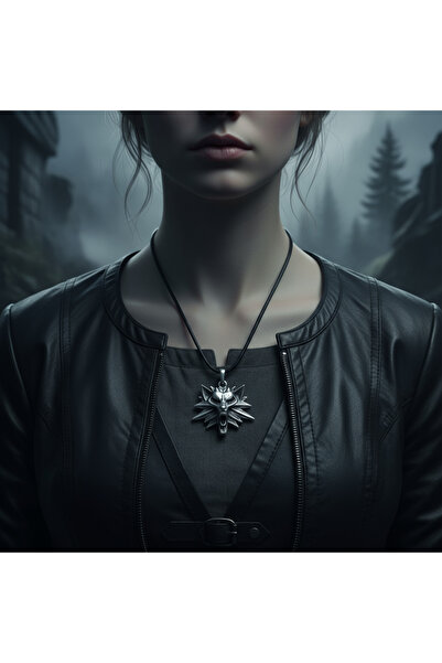 Alooya Asi Witcher 3 Gümüş Kaplama Deri İp Kolye