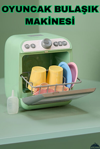 Apexma Oyuncak Sesli Işıklı Aksesuarlı Su Hazneli Bulaşık Makinesi Seti - Evc...